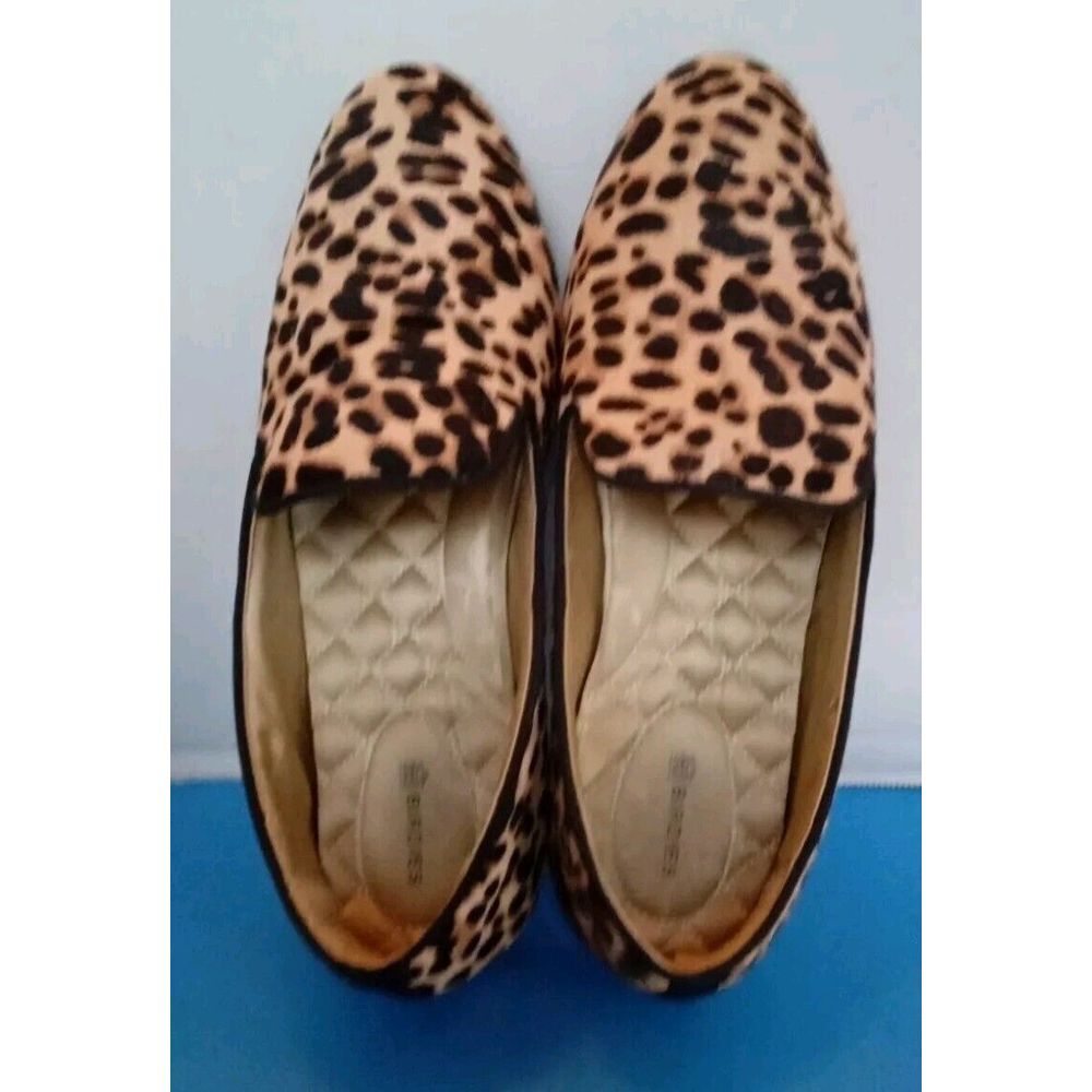 Birdies The Starling Flat Shoes Women Size 8.5 Cheetah Calf Hair Slipper Loafer - Picture 2 of 5